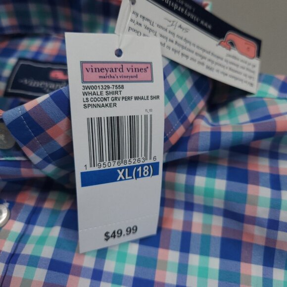 Vineyard Vines Boys Coconut Grove Performance Whale Shirt Preppy XL(18) - Picture 5 of 8